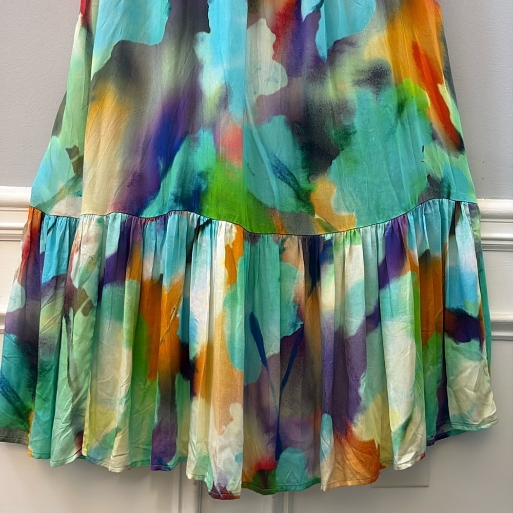 Lavender Brown Maia Dress - Watercolor Print Maxi - Size XS - Picture 11 of 14